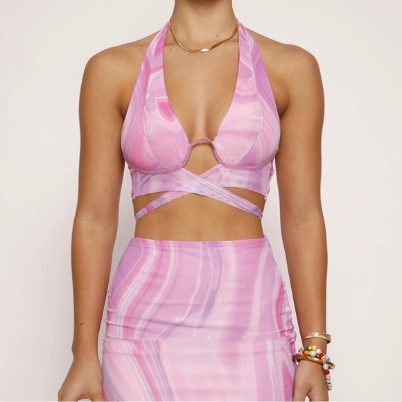 Tiger Mist Pink Swirl Crop Top - Picture 4 of 6